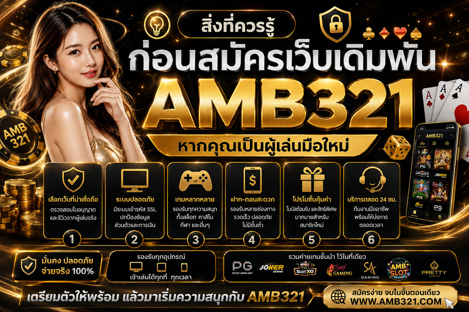 สิ่งที่ควรรู้ก่อนสมัครเว็บเดิมพัน amb321 หากคุณเป็นผู้เล่นมือใหม่